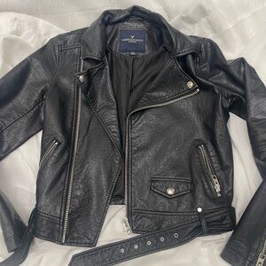 American Eagle Outfitters Black Vegan Leather Jacket